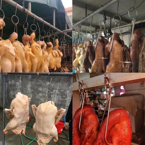 Stainless Steel Double Meat Hooks Roast Duck Shop Hook Bbq Grill Hanger A YIWEI