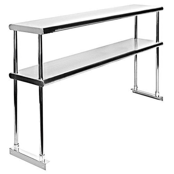 Stainless Steel Double Overshelf – 12" x 30" for Prep Work Table | Adjustable Restaurant Kitchen Shelf | NSF Certified