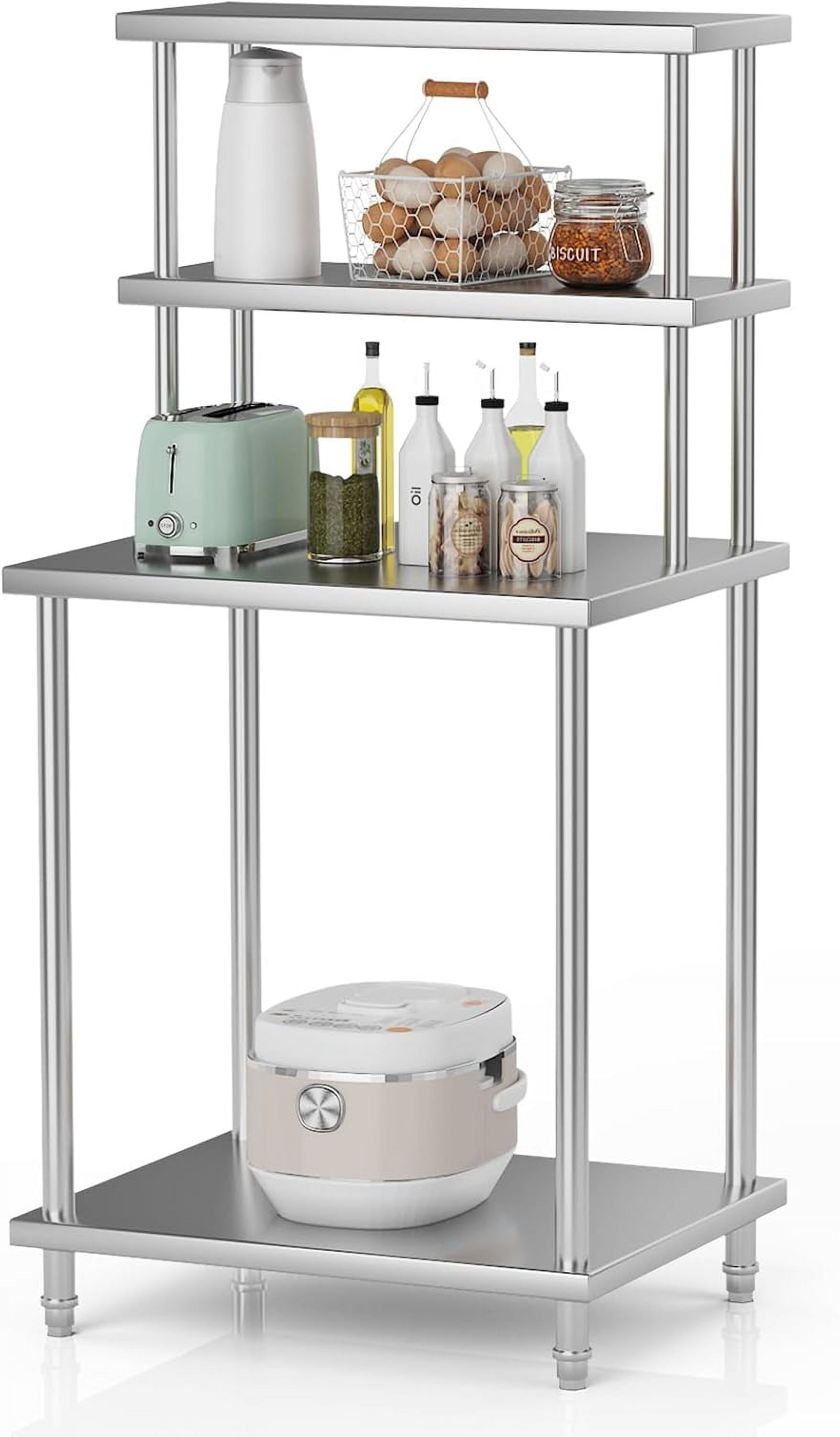 Stainless Steel Double Overshelf, Commercial 2-Tier Adjustable Shelves, Double Deck Overshelf for Prep & Work Table In Restaurant, Kitchen and Home, 30" x 24"