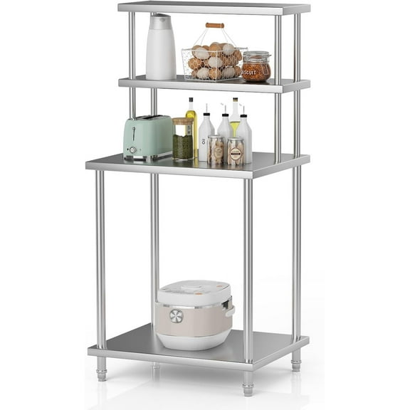 Stainless Steel Double Overshelf, Commercial 2-Tier Adjustable Shelves, Double Deck Overshelf for Prep & Work Table In Restaurant, Kitchen and Home, 30" x 24"