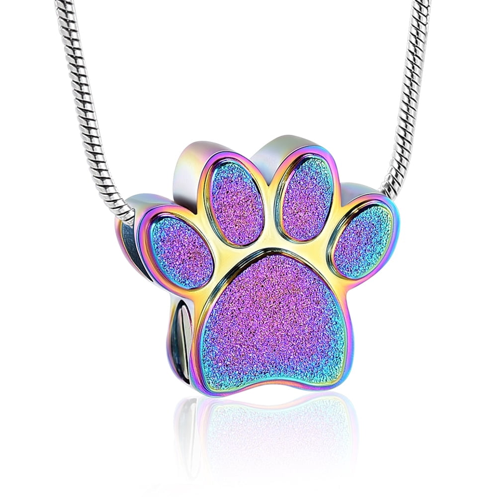 Paw Print Urn Necklace for Ashes Pet Cremation Jewelry Keepsake ...