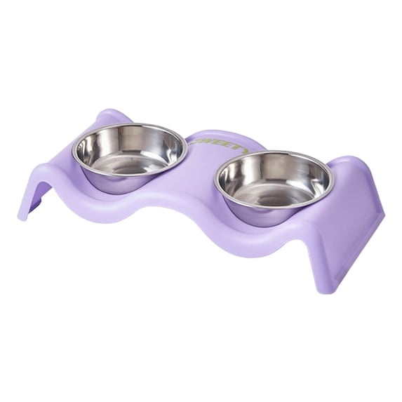 Stainless Steel Double Pet Bowl Durable Elevated Cat Dog Food Water Dish For Mealtime Dining