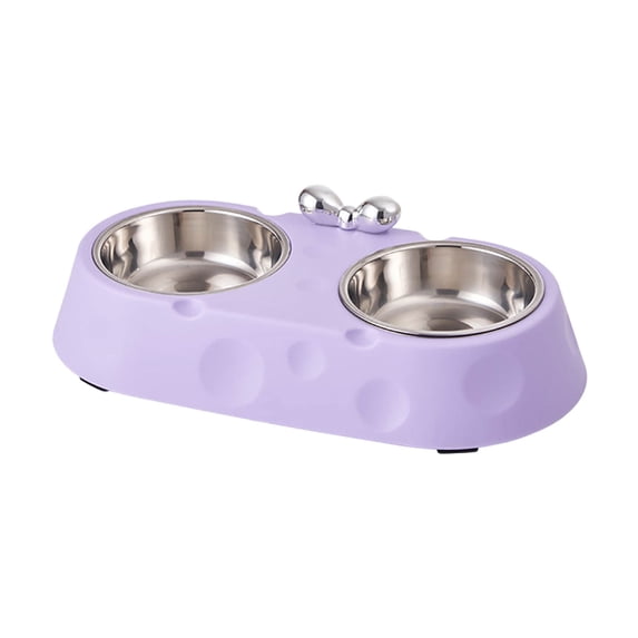 Stainless Steel Double Pet Bowl Durable Elevated Feeder For Cats And Dogs Easy Clean Dining Dishes