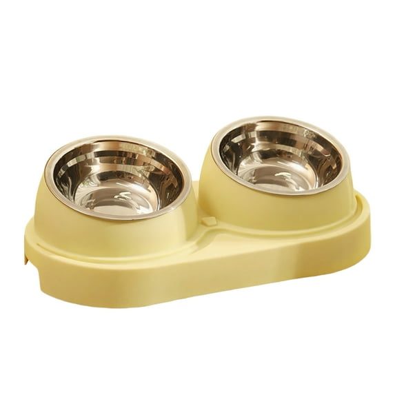 Stainless Steel Double Pet Bowls for Dogs and Cats - Non-Skid Base Food and Water Bowl Set with Easy to Clean Detachable Design for Kittens and Medium Cats