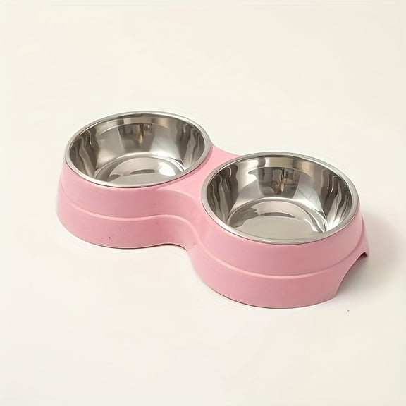 Stainless Steel Double Pet Bowls With Non-Skid Base, Easy To Clean Dog Bowls Perfect For Food And Water