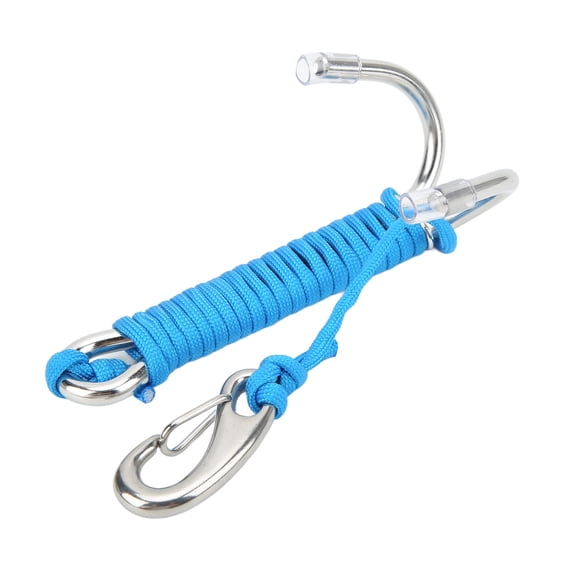 Stainless Steel Double Reef Hook with Spiral Coil Lanyard for Safe Underwater Diving and Activities - SafetyBlue