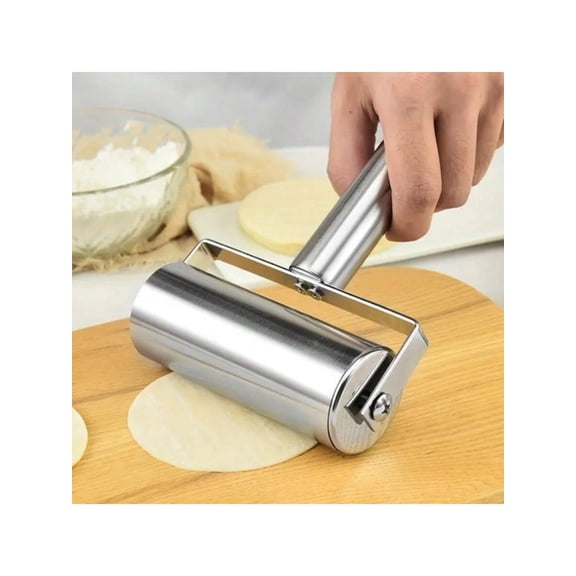 Stainless Steel Double Roller Dough Rolling Pin, Professional Pizza & Pastry Maker Tool with Non-Slip Grip, 6" & 10" Dual-Size Hand Roller, Dishwasher Safe Metal