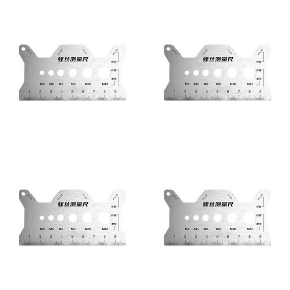 Stainless Steel Double Side Gauge Card Portable Size Gauge & Screw Gauge for Jewelry Electronics Woodworking Watch Repairing