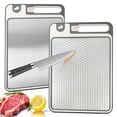 thumbnail image 1 of Stainless Steel Double Sided Cutting Board | Mesh & Food-Grade Straw Surface | Easy Clean Non-Slip | Garlic Grater & Knife Sharpener | Large 12.2x8.3 in | Multipurpose Kitchen Chopping Board, 1 of 3