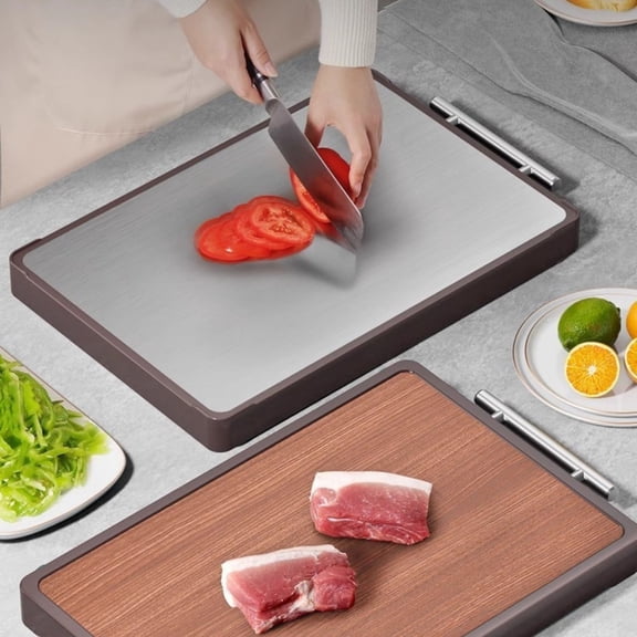 Stainless Steel Double Sided Cutting Board Solid Wood Cutting Board Vegetable Cutting Board Stickys Board G