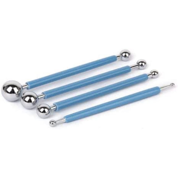 Stainless Steel Double Sided Fondant Cake Flower Decoration Tool (Set of 4), Sugarcraft Ball Cutter Patisserie Tools, Kitchen/Baking Tool - Multicolor (Random)