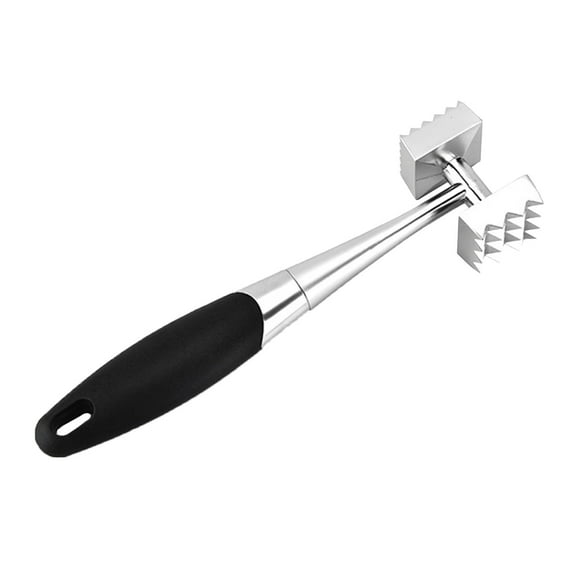 Stainless Steel Double Sided Meat Tenderizer, Reversible Steak Mallet Hammer, Heavy Duty Kitchen BBQ Tool, Ergonomic Double Side Meat Pounder for Tenderizing Steak, Pork, Beef and Grilling Prep