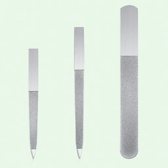 Stainless Steel Double-Sided Nail File Set, 3 Pieces, Diamond Coated for Salon, Home, and Travel