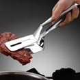 thumbnail image 1 of Stainless Steel Double-Sided Shovel Clip, Stainless Steel Spatula Kitchen Tongs,Grill Clamp Flipping Spat, 1 of 6
