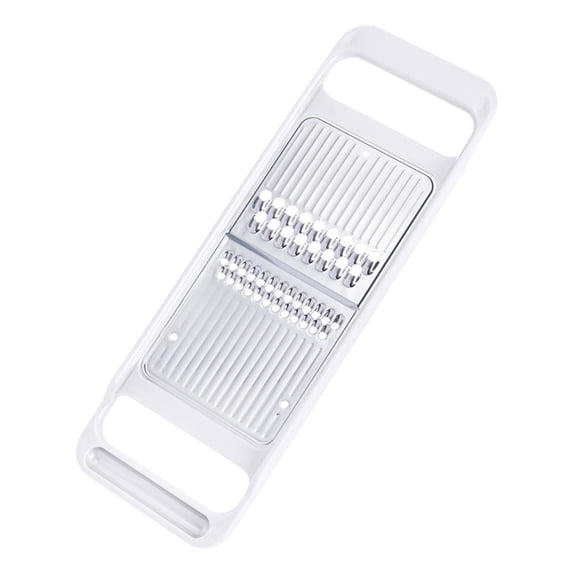 Stainless Steel Double-Sided Vegetable Grater, Multifunctional Kitchen Slicer for Potatoes, Carrots, Radish - Adjustable Thickness, Compact Modern Design, Blue and White Handle