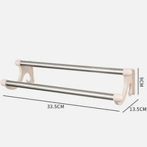 Stainless Steel Double Towel Holder No Need Perforated Rack Bathroom Kitchen Wall-mounted Towel Rack Holder Bathroom Accessories