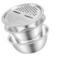 thumbnail image 1 of Stainless Steel Double Use Basin Set Dishwasher Safe Drain Bowl Set Suitable for Enhancing Kitchen Functionality, 1 of 9
