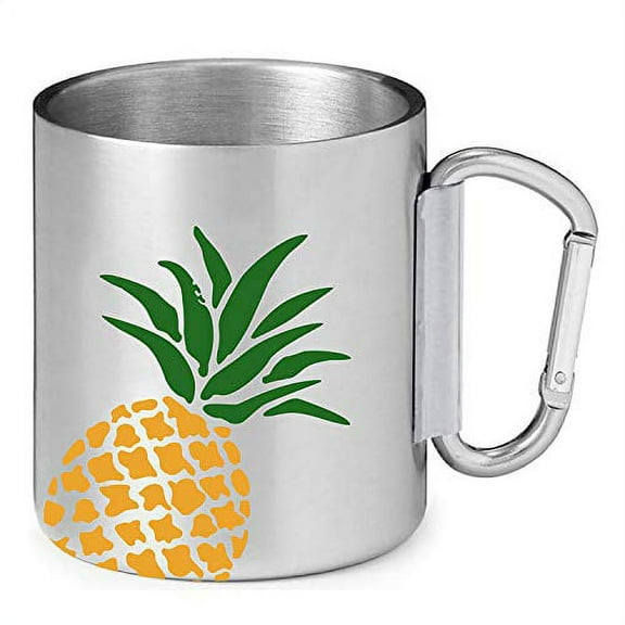 Stainless Steel Double Wall Insulated Travel Mug with Carabiner Handle, 10 oz., Desk Cup for Hot & Cold Drinks, Portable Travel Cup for Outdoors or Camping.