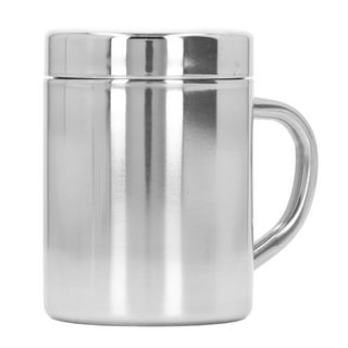 1Pc Stainless Steel Mugs - Double Wall - Comfortable Handle 10.26oz Metal  Coffee Mug Tea Cups - for Home Camping Outdoors RV Gift - Shatterproof