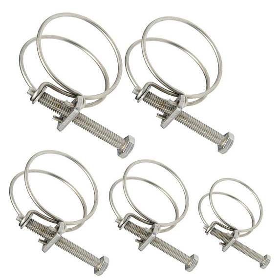 Stainless Steel Double Wire Pond Hose Clip Corrugated Tubing Garden