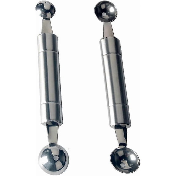 Stainless Steel Double-headed Melon Baller (silver) (2pcs)