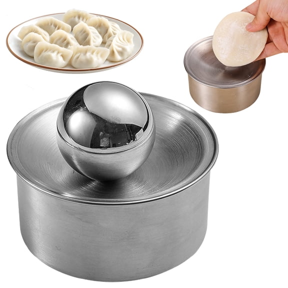 Stainless Steel Dough Presser & Dumpling Skin Maker,Empanada Maker Press for Home DIY Bao Bun, Ravioli, Pierogi,Pastry Dough Cutter & Mold Tool,Kitchen Accessories for Baking,Cooking, Asian Food Prep