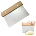 thumbnail image 1 of Stainless Steel Dough Scraper with Wooden Handle & Ruler, 15x11cm Baking Tool for Cutting Noodle Dough and Pastry, 1 of 9