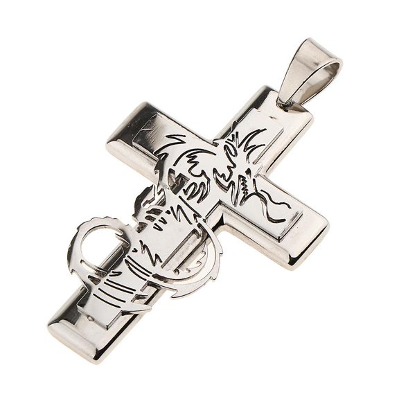 Stainless Steel Dragon Cross Pendant For Necklace Chain Jewelry