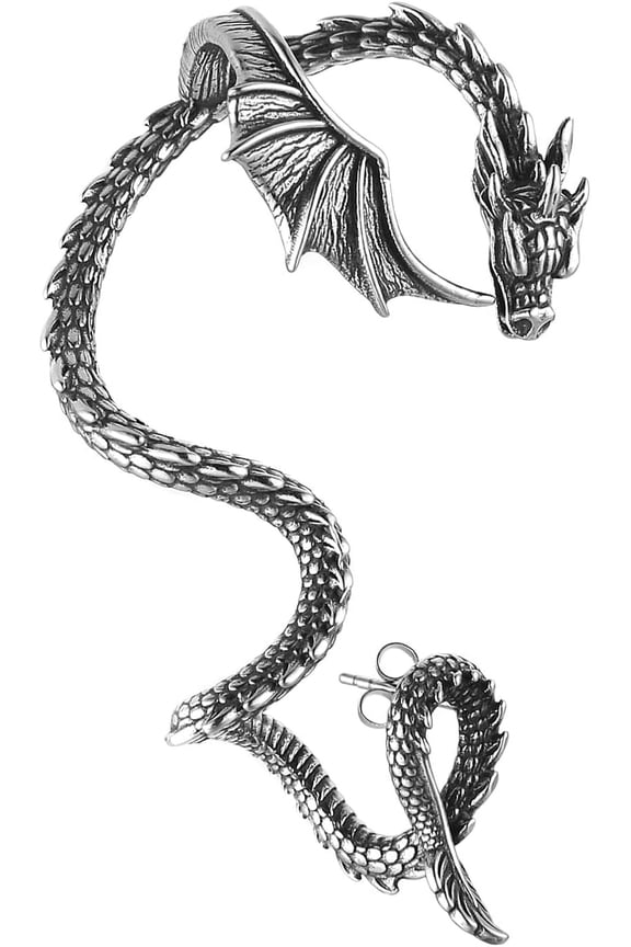 Stainless Steel Dragon Earrings Retro Punk Gothic Dragon Cuff Earring Wrap Clip on Earring for Men Gift
