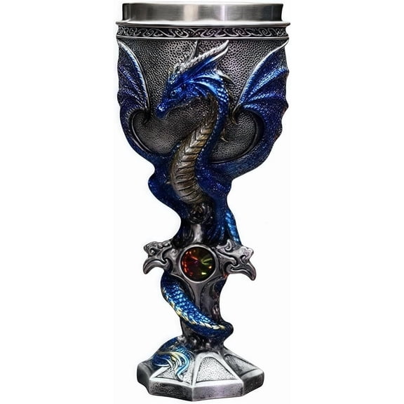 Stainless Steel Dragon Goblet, 7oz Medieval Chalice Wine Cup, Gothic Gift for Halloween