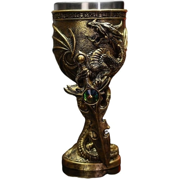 Stainless Steel Dragon Goblet, 7oz Medieval Chalice Wine Cup, Gothic Gift for Halloween