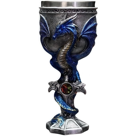 Stainless Steel Dragon Goblet, 7oz Gothic Medieval Wine Cup for Gift