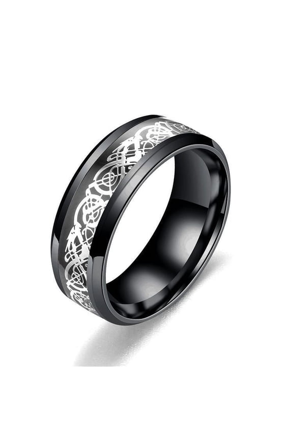 Stainless Steel Dragon Ring Animal Zodiac Pattern Band European American Gift for Travel Birthday Celebration Ring Men