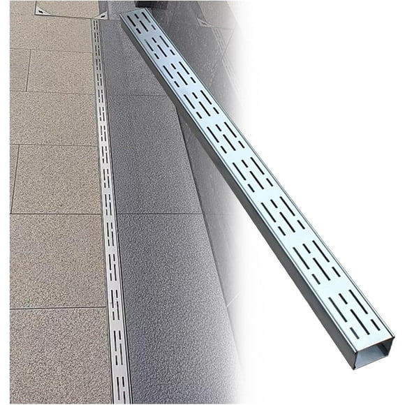 Stainless Steel Drainage Trench Channel Drain with Grate, Slim Outdoor Drain Grate Covers 1" 2" 2.7" 4" Wide, Deck/Patio/Yard/Balcony/Driveway Water Diverter(7x5cm(2 3/4x2in))