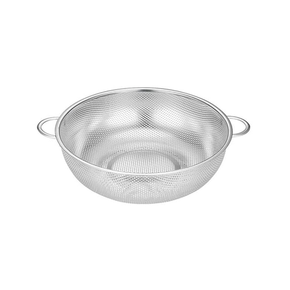 Stainless Steel Draining Basket, Vegetable Washing Sieve, Modern Sleek Design, Effective Food Preparation, Kitchen Utensil, Rice Draining Tool, Dense Hole Pattern, Durable Stainless Steel