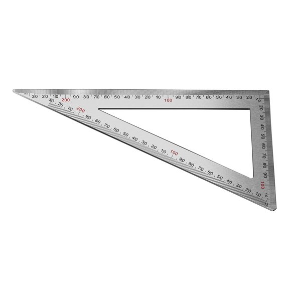 Stainless Steel Drawing Triangle Carpenter Ruler Double Side Scale and 2mm Thick for Woodworking Construction