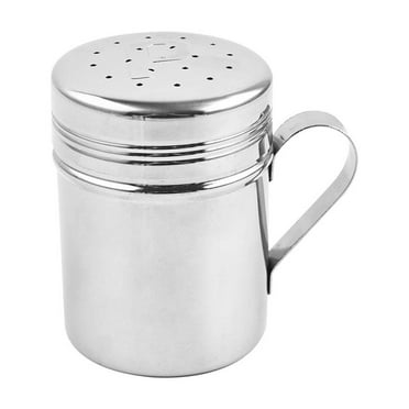 Stainless Steel Dredge Shaker with Lid and Handle Salt and Pepper Shakers Seasoning Pepper Shaker Spice Condiment Shaker for Cooking Kitchen Baking Salt Candy