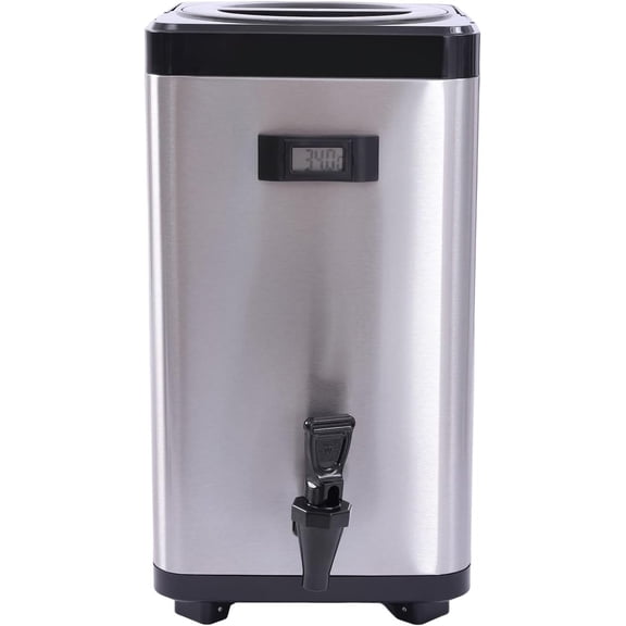 Stainless Steel Drink Dispenser,12L/3.17Gal Insulated Cold Beverage Dispenser with Spring-Back Spigot,Foldable Insulated Bucket Dispenser Drink Storage Barrel for Hotel Party Camping (Square-Steel)