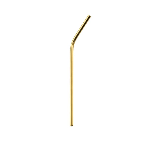 Stainless Steel Drinking Straw, 8.5in x 0.24in Curved Reusable Straw, Metal Straw for Cold Drinks Smoothies (1pc) Gold