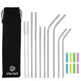 thumbnail image 1 of Vertall Reusable Drinking Straws, Set of 8 (4 Straight & 4 Bent, 8.5” & 10.5” - 1/4" Diameter, Silver, 1 of 4