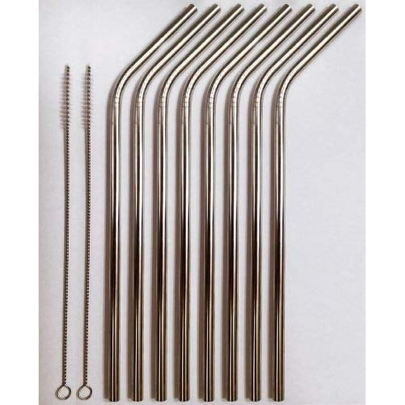 Stainless Steel Drinking Straws- Set of 8 straws + 2 straw Cleaners - FUN! Handy, Elegant, Eco Friendly, SAFE, NON-TOXIC non-plastic or glass