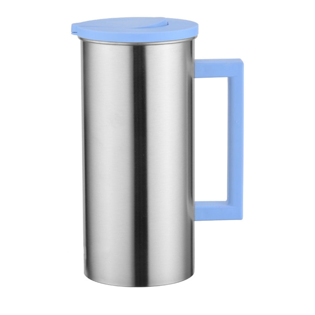 Stainless Steel Drinks Pitcher with Lid Handle for Milk Juice Coffee Beverage Dispenser Gift High Temperature Resistance
