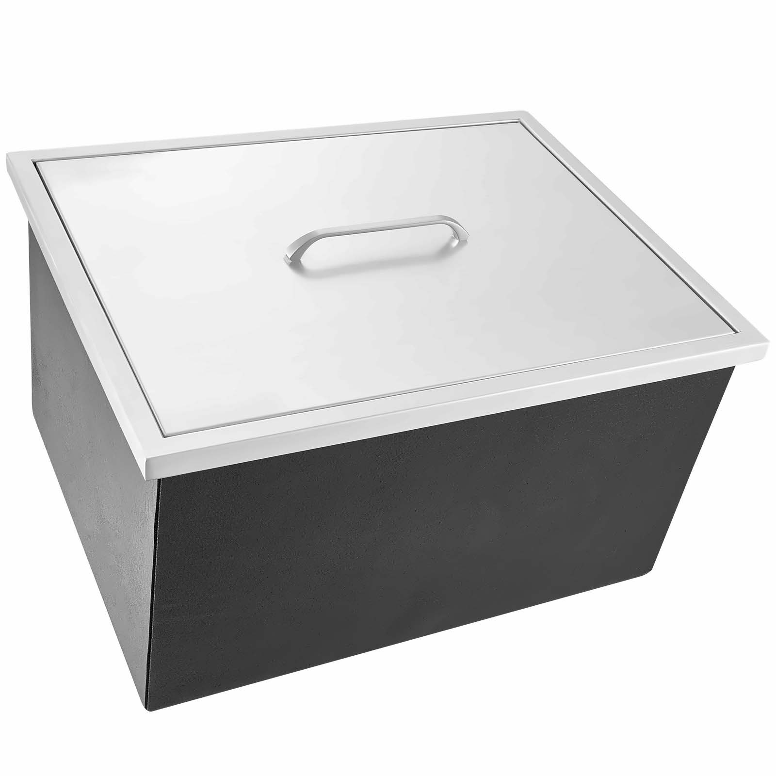 Hielera empotrable de acero inoxidable de 40 cuartos, 22x17x12 pulgadas, contenedor comercial con desagüe, almacenamiento de hielo para bar de cocina exterior, aislamiento de más de 24 horas