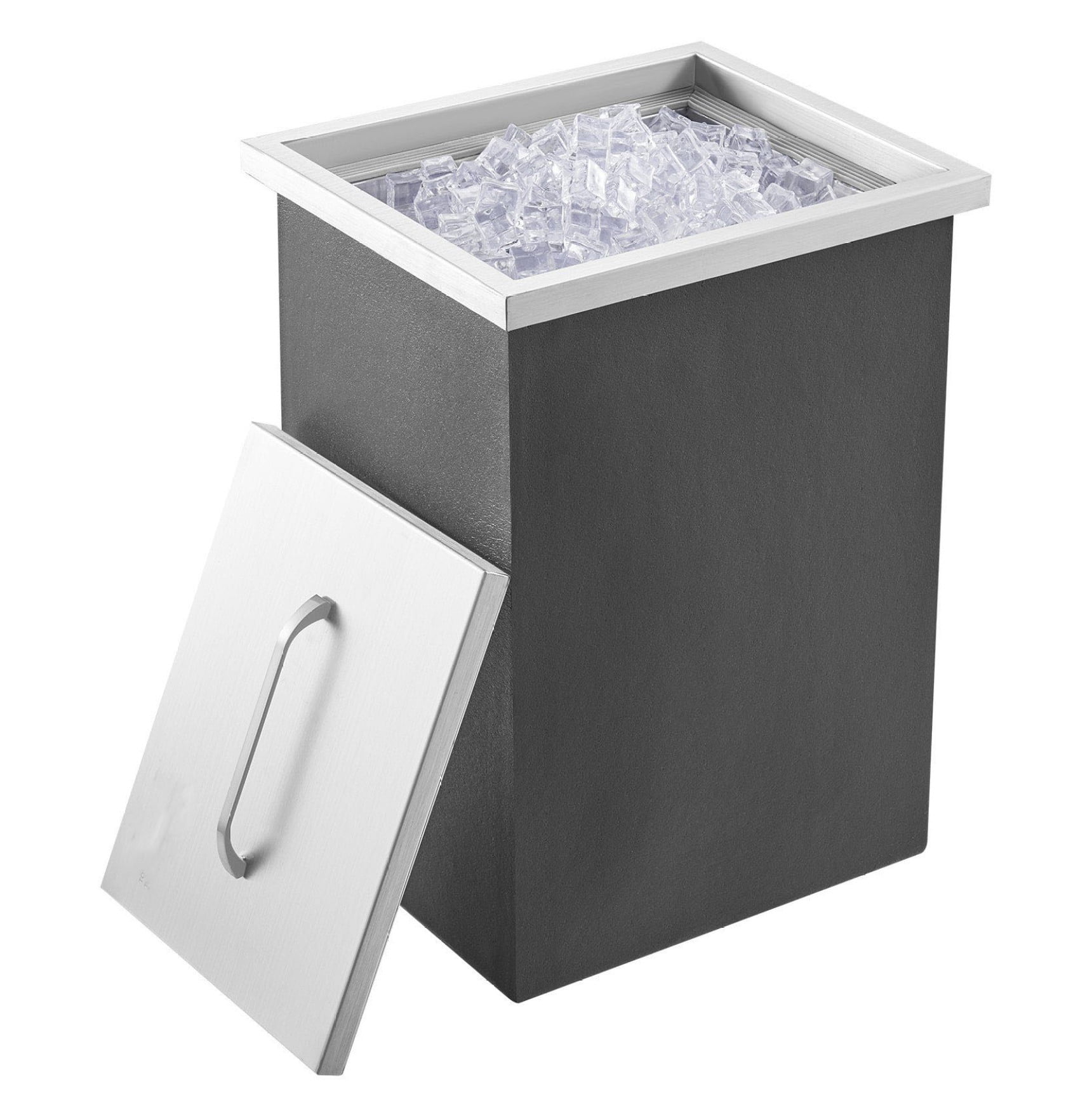Stainless Steel Drop In Ice Chest, 40 Qt Commercial Ice Bin - 14x12x18", Outdoor Kitchen Cooler with Drain, Wine Beer Ice Storage