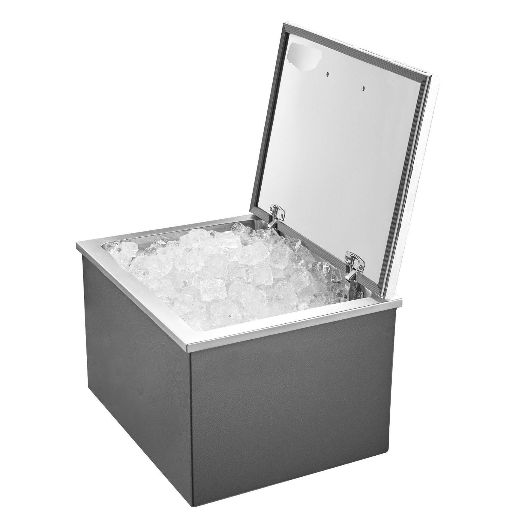 Stainless Steel Drop in Ice Chest, 113.7 Quart Commercial Cooler - Outdoor Kitchen Bar, Patio - with Drain & Flip Lid