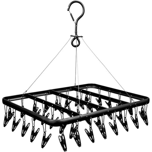 Stainless Steel Drying Rack, Space-Saving Collapsible Design with 360 Degree Swivel, Strong Grip Wire Pegs for Large Family Drying Needs, High-Quality Easy Storage Windproof Hook