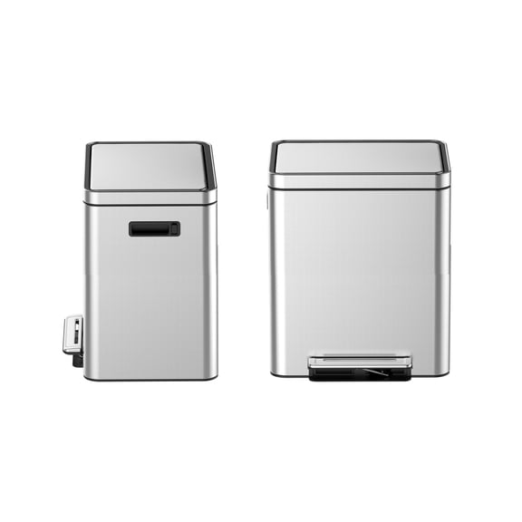 Stainless Steel Dual Compartment Trash Can - 36L (9.5 Gal) Step-Pedal Waste Bin with Rust-Proof Coating, Removable Odor-Control Buckets for Arabic Kitchen & Large Family Homes