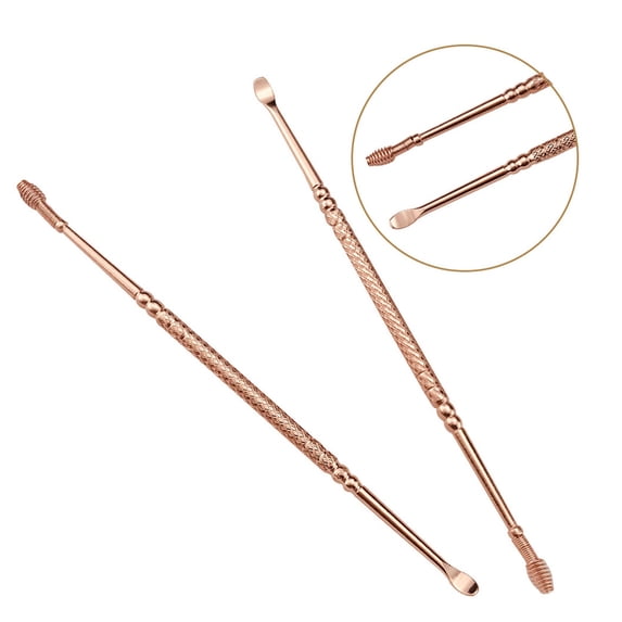 Stainless Steel Dual-End Spring Ear Pick, 2 Pcs, Golddual Head Spring Ear Cleaner Ear Pick Spoon Wax Removal Care Cleaner Tools 2Pc, Easter Mother'S Day Gift Makeup Organizers