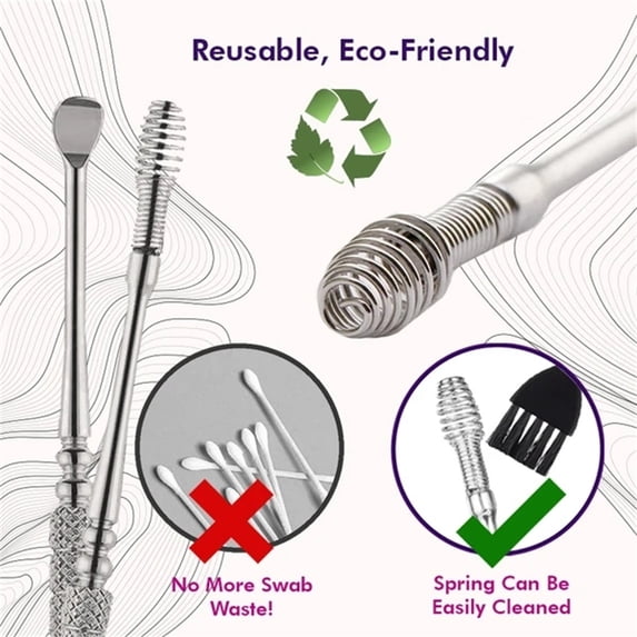 Stainless Steel Dual-End Spring Ear Pick, 2 Pcs, Silverdual Head Spring Ear Cleaner Ear Pick Spoon Wax Removal Care Cleaner Tools 2Pc, Easter Mother'S Day Gift Makeup Organizers