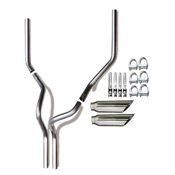 19872002 GMC Sierra/C/K 1500 and 2500 Dual 2.5'' Mandrel-Bent Exhaust Pipe with Rolled Edge Tips for Gas Models